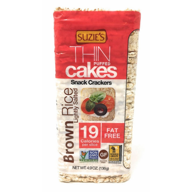 Suzie's Puffed Rice Thin Cakes, Lightly Salted, 4.9-Ounce Bags (Pack of 12)