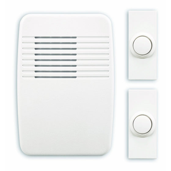 Heath Zenith SL-6167-C Wireless Plug-In Door Chime Kit with 2 Push Buttons, White
