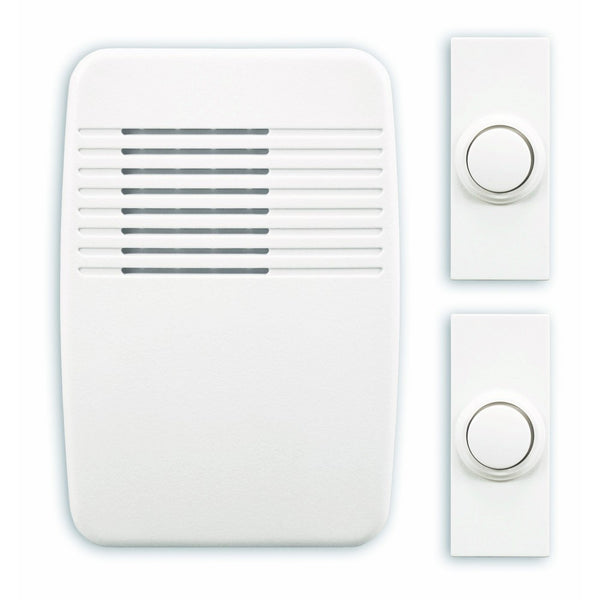 Heath Zenith SL-6167-C Wireless Plug-In Door Chime Kit with 2 Push Buttons, White