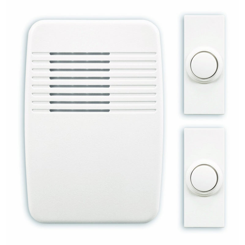 Heath Zenith SL-6167-C Wireless Plug-In Door Chime Kit with 2 Push Buttons, White