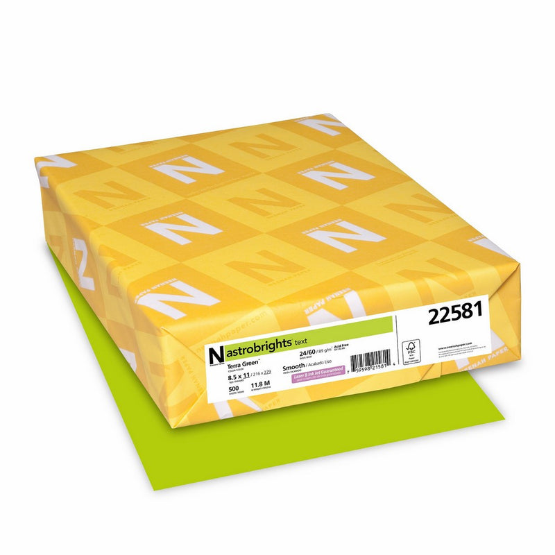 Astrobrights Color Paper, 8.5” x 11”, 24 lb/89 gsm, Terra Green, 500 Sheets (22581)