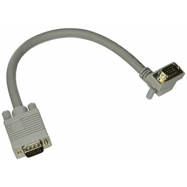 C2G 52000 VGA Cable - Premium Shielded HD15 SXGA M/M Monitor Cable with 90° Upward-Angled Male Connector, Gray (1 Foot, 0.30 Meters)