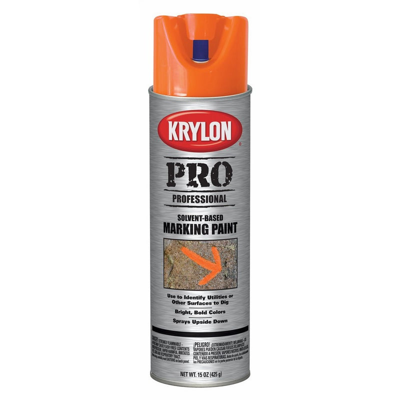 Krylon K07306007 Solvent-Based Contractor Marking Spray Paint, APWA Bright Orange, 15 Ounce
