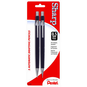 Pentel Sharp Automatic Pencil, 0.5mm, Black Barrels, 2 Pack (P205BP2-K6)