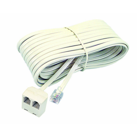 Softalk 04130 Corded Duplex Jack 25-Feet Almond Landline Telephone Accessory