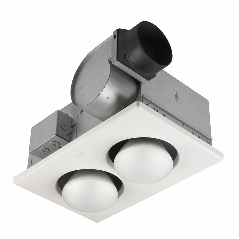 Broan 164 Type IC Infrared Two-Bulb Ceiling Heater with 4-Inch Round Duct Connector, 250 Watt