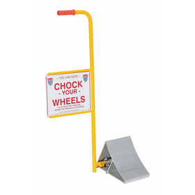 Vestil EALUM-7-HS Extruded Aluminum Wheel Chock with Handle and Sign, 21-3/16" Width, 37-9/16" Height, 11-7/8" Length