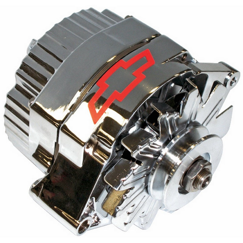 Proform 141-656 70 Amp 10si Chrome Finish 1-Wire Alternator with Internal Regulator and Red Bowtie Logo for GM