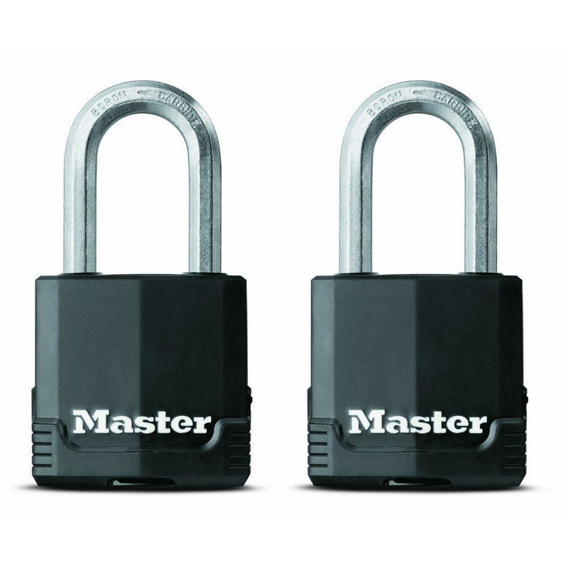 Master Lock Padlock, Magnum Covered Laminated Steel Lock, 1-7/8 in. Wide, M115XTLF (Pack of 2-Keyed Alike)