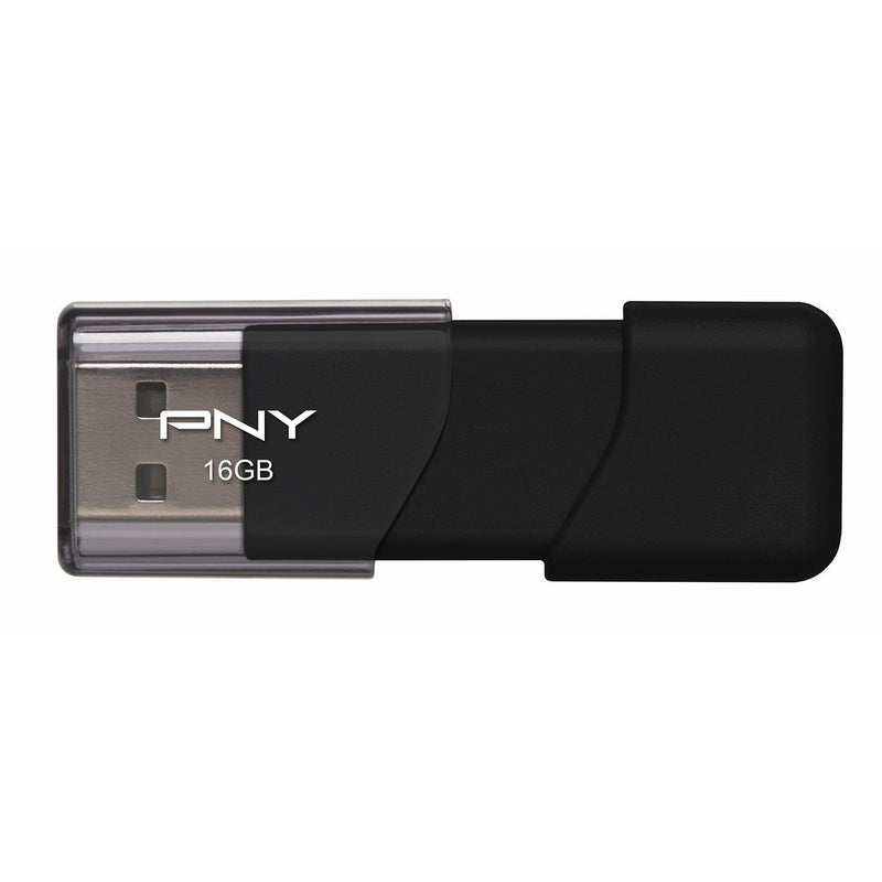 PNY Attache USB 2.0 Flash Drive, 16GB/ BLACK (P-FD16GATT03-GE)