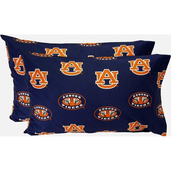 Auburn Printed Pillow Case - (Set of 2) - Solid by College Covers