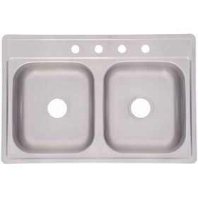 Kindred FDS604NB Double Bowl Stainless Steel Topmount Sink, 33-Inch by 22-Inch