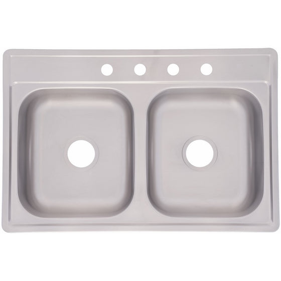 Kindred FDS604NB Double Bowl Stainless Steel Topmount Sink, 33-Inch by 22-Inch
