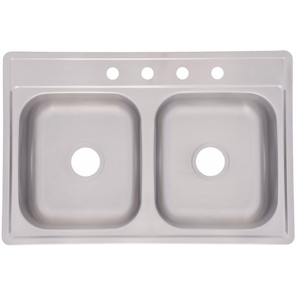 Kindred FDS604NB Double Bowl Stainless Steel Topmount Sink, 33-Inch by 22-Inch