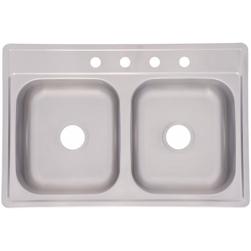 Kindred FDS604NB Double Bowl Stainless Steel Topmount Sink, 33-Inch by 22-Inch