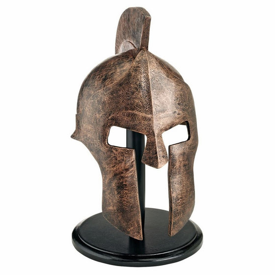 Design Toscano Greek Spartan Helmet Corinthian Armor Statue with Stand, 16 Inch, Polyresin, Bronze Finish