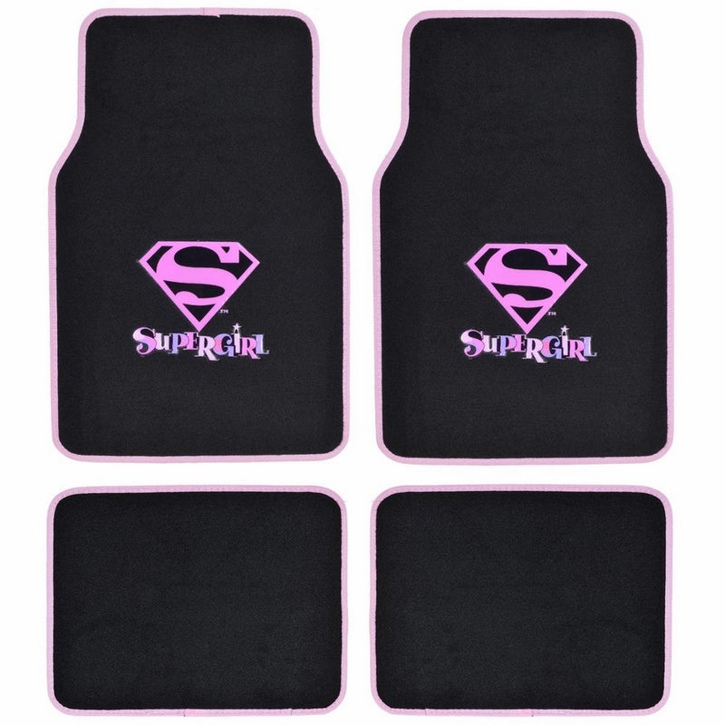 Supergirl DC Comics Logo Front & Rear Seat Car Truck SUV Carpet Floor Mats - 4PC