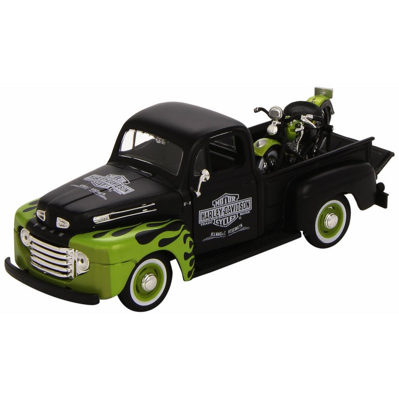 Maisto 1:24 Scale 1948 Ford F-1 Pickup and Harley Davidson 1948 FL Panhead Diecast Vehicles (Styles & Colors Vary)