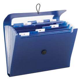 Smead Step Index Poly Organizer, 12 Pockets (Each Holds up to 50 Sheets), Flap and Cord Closure, Letter Size, Navy (70902)