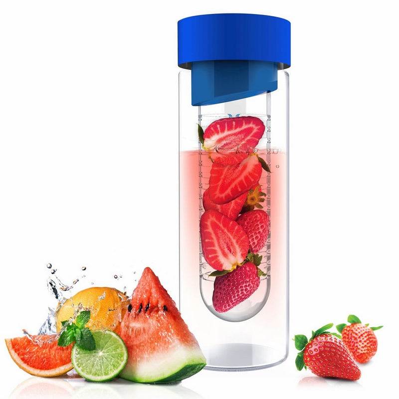 Asobu Flavor It 20 Ounce Glass Water Bottle With Fruit Infuser, Blue