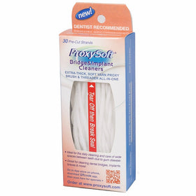 Dental Floss for Bridges and Dental Implants for Optimal Oral Hygiene - Floss Threaders for Bridges and Implants with Extra-Thick Proxy Brush - Bridge and Implant Cleaners (30 Strands) by ProxySoft