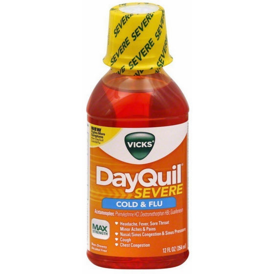 Vicks Dayquil Severe Cold & Flu Relief Liquid, 12 oz (Pack of 2)