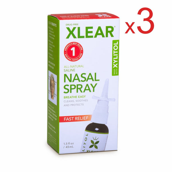 Xlear Sinus Care Nasal Spray, 1.5 Fl Oz (Pack of 3)