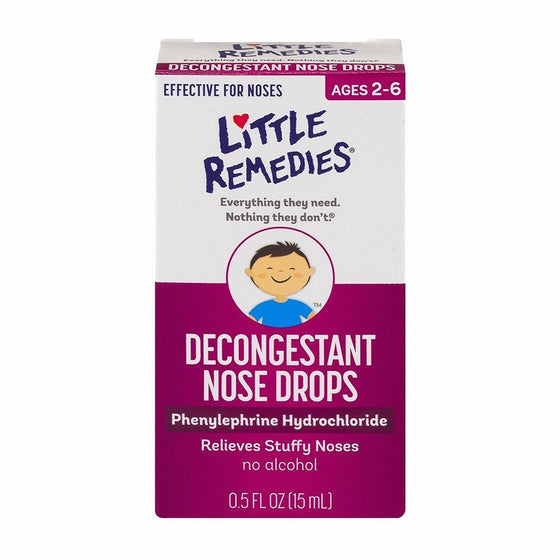 Little Remedies Decongestant Nose Drops | Phenylephrine Hydrochloride, Alcohol-Free | 0.5 Fluid Ounces | 2-Pack