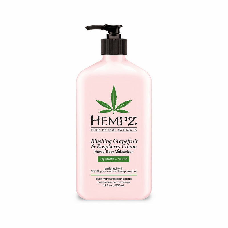 Hempz Herbal Body Moisturizer, Light Pink, Blushing Grapefruit/Raspberry Creme, 17 Fluid Ounce