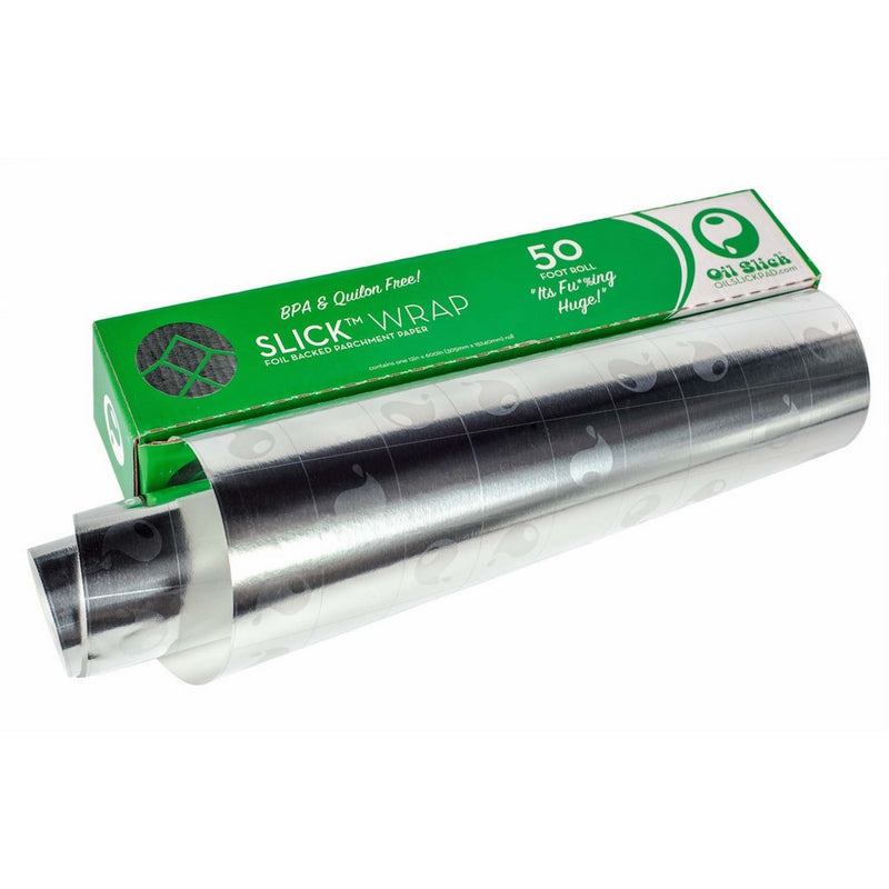 Oil Slick Wrap Foil Backed Parchment Paper 12”x600” Alternative to Martha Wrap or Reynolds Pan Lining