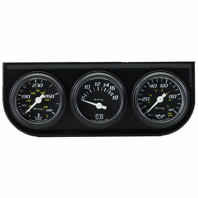 Equus 6100 1-1/2" Volt Triple Gauge Kit, Black