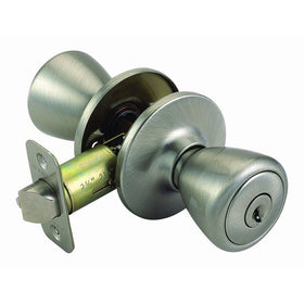 Design House 781922 Tulip 2-Way Latch Entry Door Knob, Adjustable Backset, Satin Nickel Finish