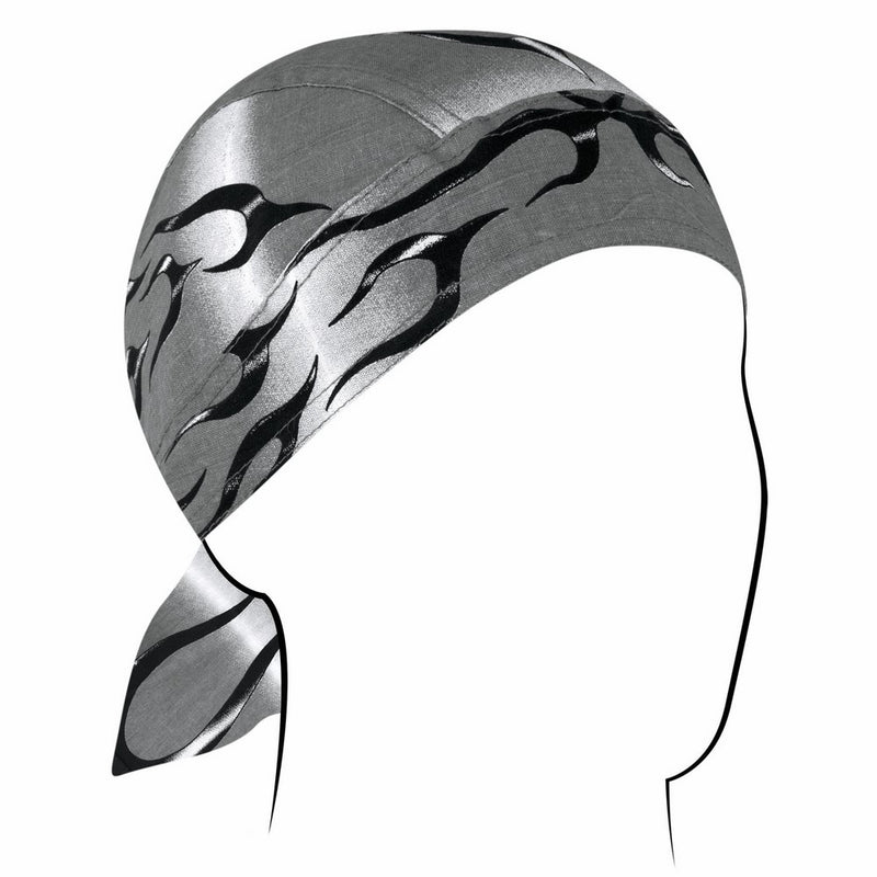 Zanheadgear Z355 Flydanna Bandanna, 100% Cotton, Silver Tank Flame