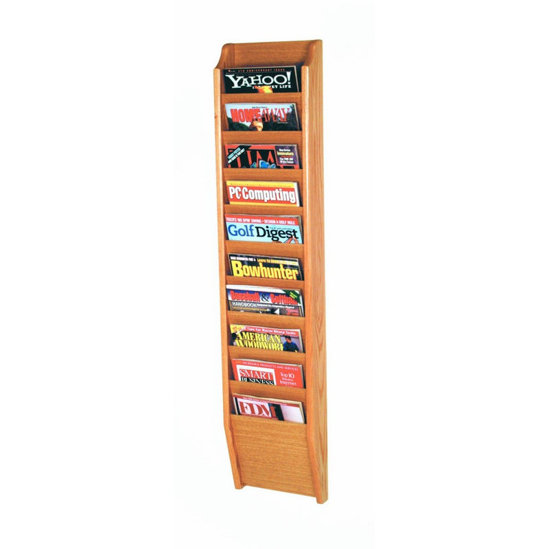 Wooden Mallet 10-Pocket Cascade Magazine Rack, Light Oak