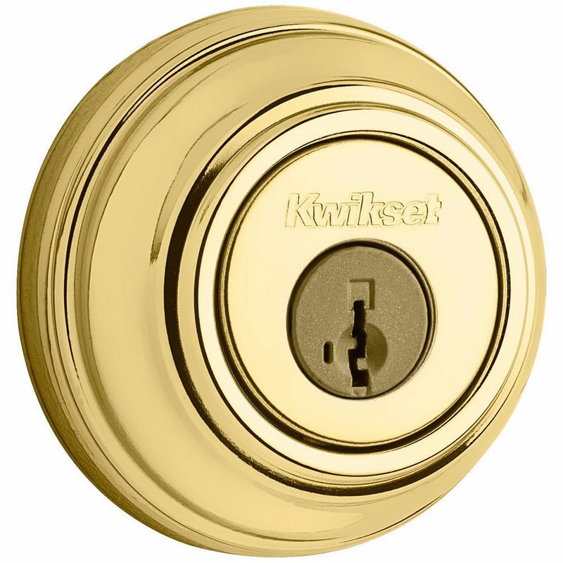 Kwikset 985 Double Cylinder Deadbolt featuring SmartKey in Polished Brass