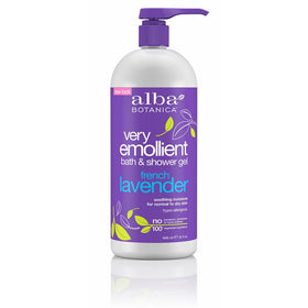 Alba Botanica Very Emollient, French Lavender Bath & Shower Gel, 32 Ounce