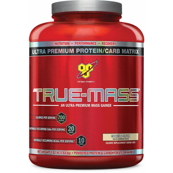 BSN TRUE-MASS Weight Gainer, Muscle Mass Gainer Protein Powder, Cookies & Cream, 5.82 Pound