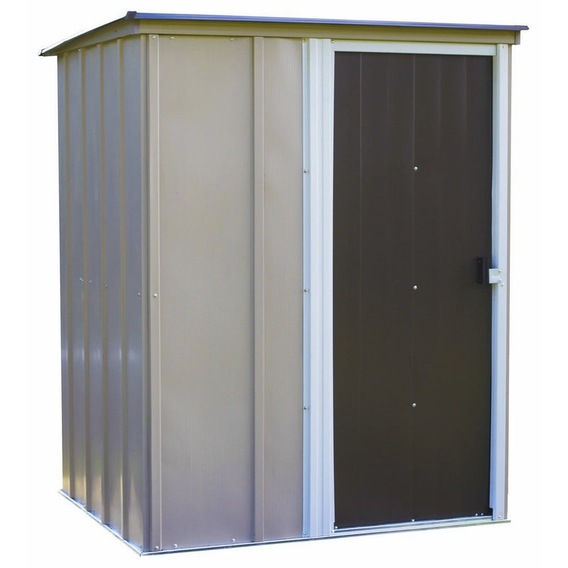 Arrow Brentwood Pent Roof Steel Storage Shed, Coffee/Taupe/Eggshell, 5 x 4 ft.