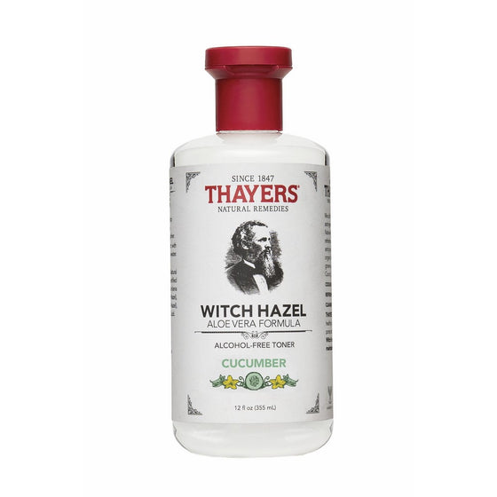 Thayers Witch Hazel Cucumber Face Toner. 12 Fluid Ounce Alcohol-Free Facial Mist with Aloe Vera Formula. Skin Care Essentials