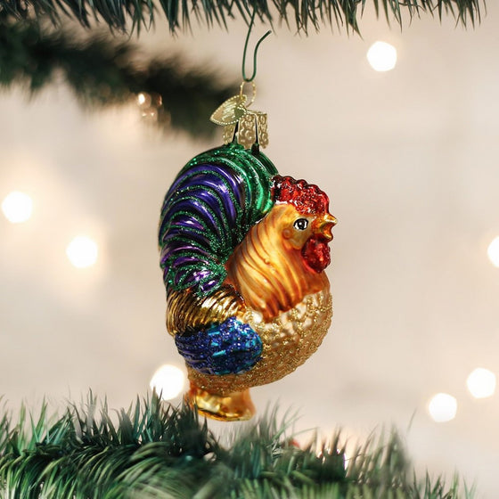 Old World Christmas Rooster Glass Blown Ornament