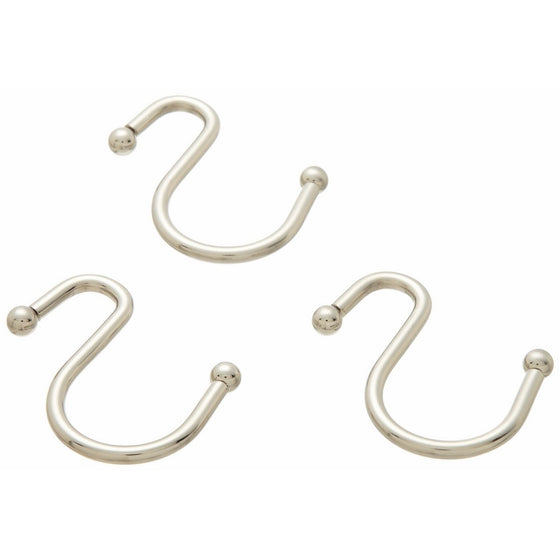 Carnation Home Fashions, Inc "S" Type Metal Shower Curtain Hook, Brushed Nickel, 12 Hooks