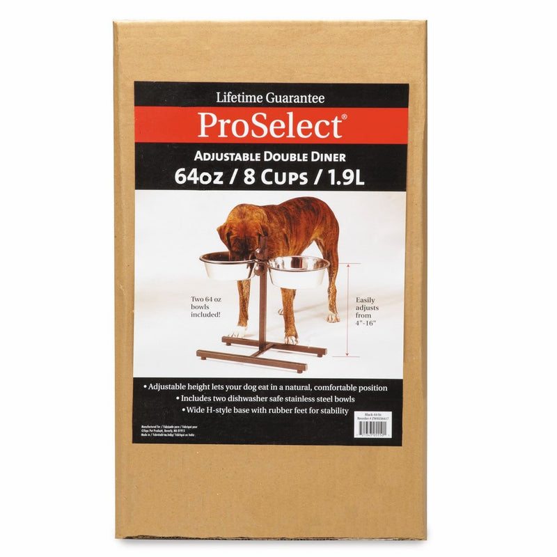 ProSelect Stainless Steel Adjustable Dog Diner Bowl with Two Pet Food Bowls