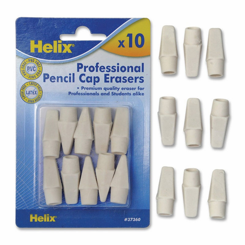 Helix Professional Pencil Cap Erasers 10ct