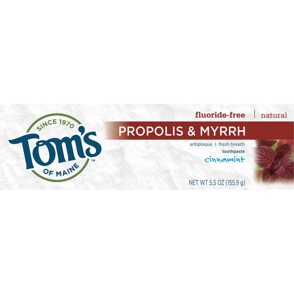 Tom's of Maine Antiplaque Fluoride-free Cinnamint Toothpaste with Propolis and Myrrh, 5.5-Ounce (Pack of 2)