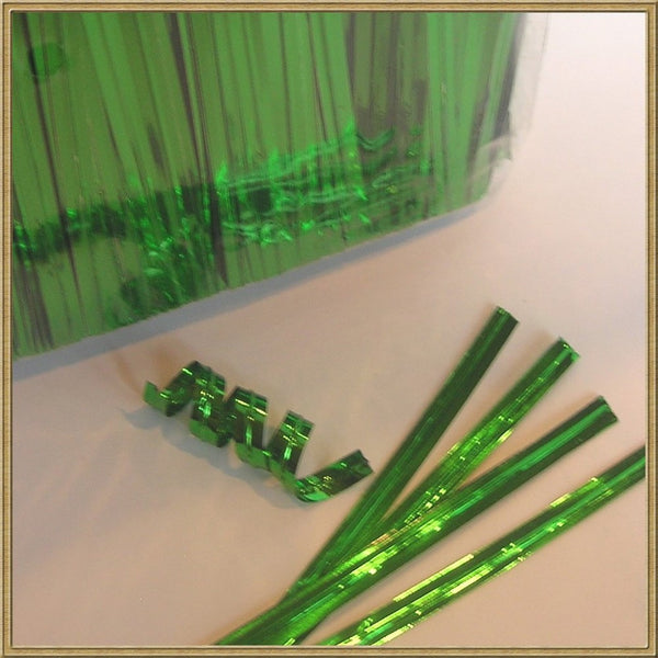 100pcs 4" GREEN metallic twist ties foil twist ties for cello bags treat bags in birthday party wedding party