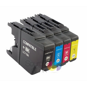 Generic Compatible High Yield Ink Cartridge Replacements for Brother LC75, BK / C / M / Y, 4-Pack Set