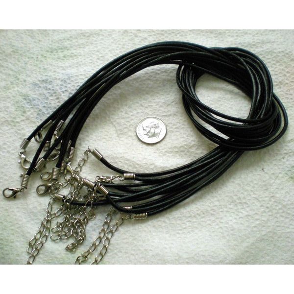 Beading Station 5-Piece Leather Necklace Cord with Extender, 1.5mm by 18-Inch, Black