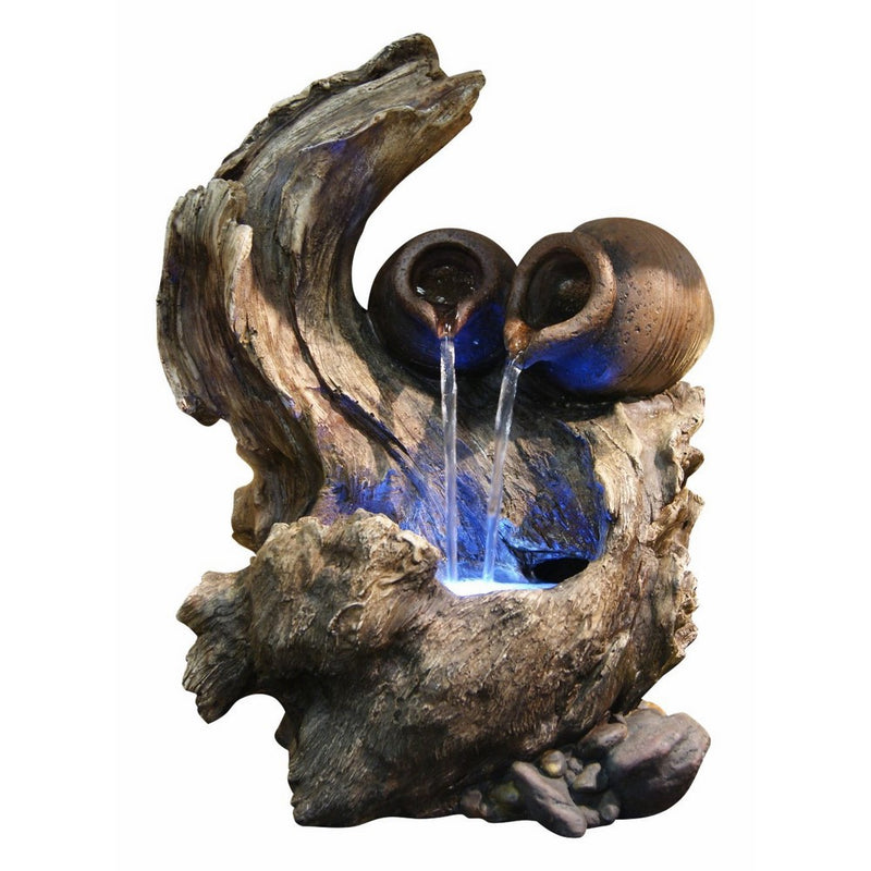 Alpine WIN634 2-Pots Cascading on Tree Branch Fountain with LED Light