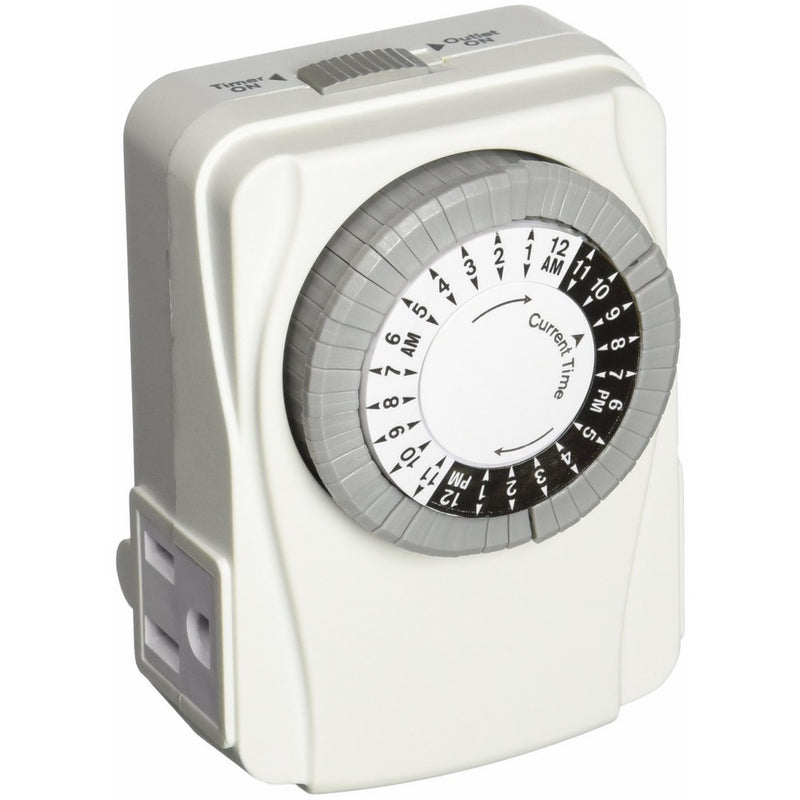 Power Zone TNI2423 Two Grounded Outlet 24 Hour Heavy Duty Mechanical Indoor Timer
