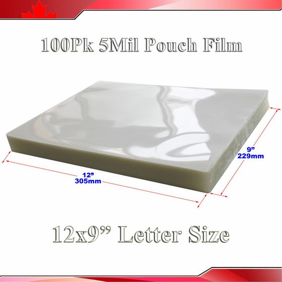 100Pk 5Mil 9x12" Letter Size Clear Laminating Pouch Film Thermal Hot Lamintor